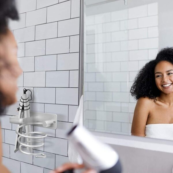 Hair Dryer Holders, Hair Dryer Holder, Spiral Shelf Tool Organizer Wall Mount, Space-Saving Aluminum Alloy Blow Stand for Dressing Table Bathroom