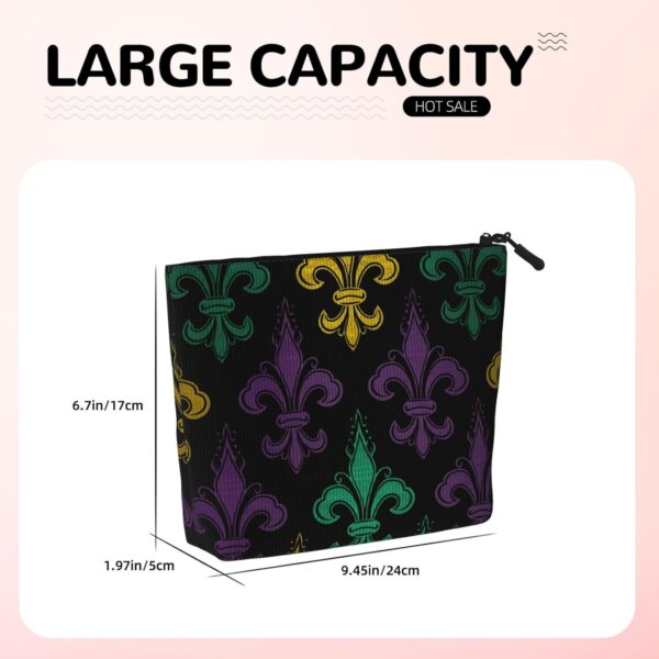 Linen Makeup Bag For Women, Waterproof Travel Cosmetic Organizer Lightweight Zipper Travel Toiletry Bag Organizer 3d Fleur De Lis Mardi Gras Makeup Brushes Storage Bag