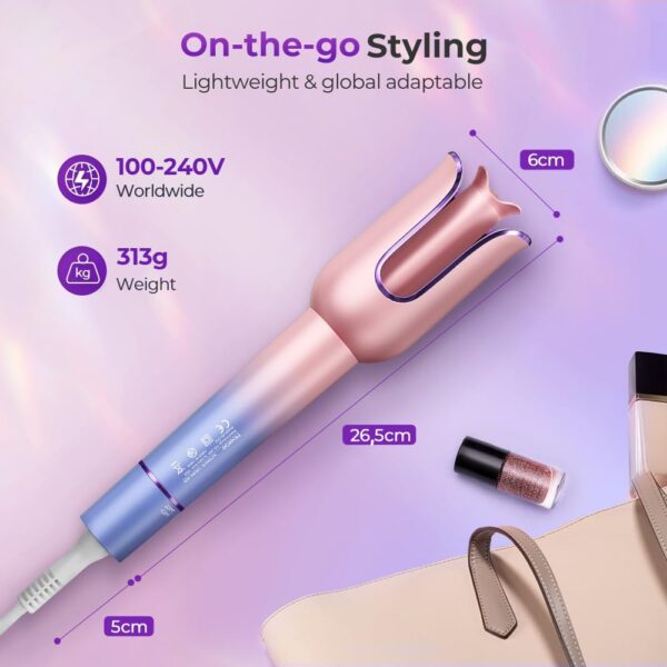 Automatic Curling Iron, Auto Hair Curler with 1" Rotating Curling Iron Barrel & 3 Temps, Anti-Scald & Anti-Tangle Curler Wand, Fast Heating Auto Curler for Hair Styling