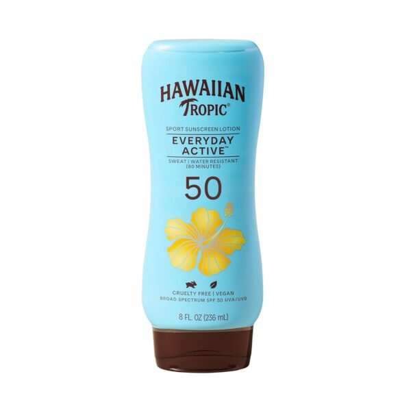 Hawaiian Tropic Island 8 Ounce Sport Broad Spectrum Sunscreen Lotion with SPF 50