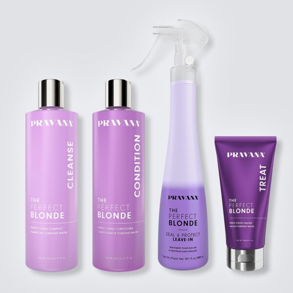 Pravana The Perfect Blonde Seal & Protect Leave-In Conditioner Spray Treatment Detangler | Neutralizes Brassy, Yellow Tones | For Color Treated Hair | Chromasilk Enhances Shine & Protection | Vegan
