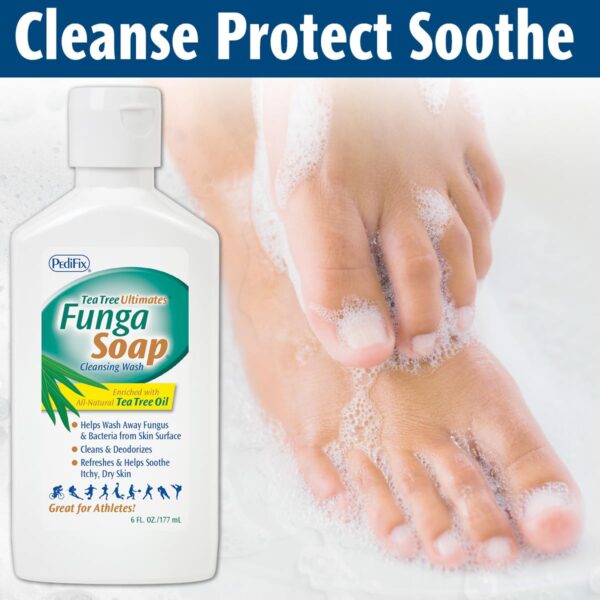 PediFix FungaSoap Tea Tree Cleansing Wash – Antifungal Body Wash & Foot Soap – All-Natural Tea Tree Oil Cleanser for Athlete’s Foot, Ringworm, Jock Itch, Body Odor & Fungus - 6 fl. oz