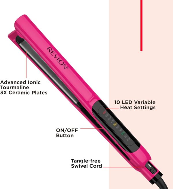REVLON Ceramic Coated 1 Inch Flat Iron - Hair Straightener Helps Fight Frizz & Enhances Shine for Sleek Styles or Loose Waves, Travel Ready Flat Iron