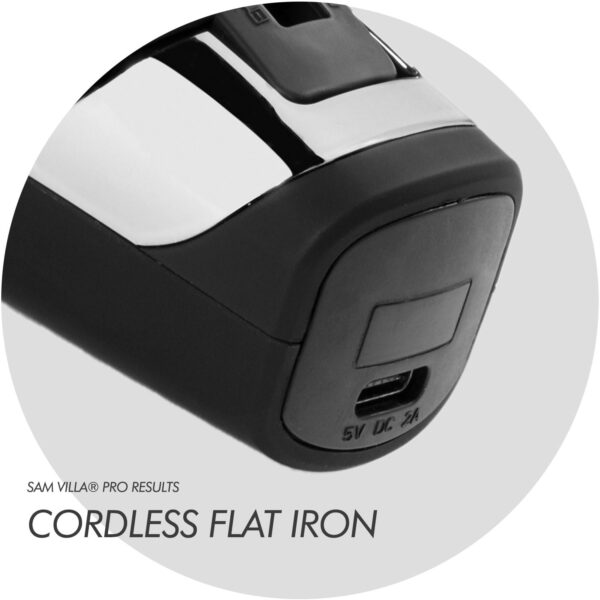 Sam Villa Pro Results Cordless Flat Iron On-the-go Travel Hair Straightener 45 Minutes of Cordless Hair Styling Time, Black