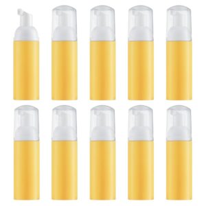 Tekson 10PCS Soap Foam Bottle (2 oz), Empty Travel Foaming Lash Shampoo for Cleanser, Dispenser (Yellow Pump)