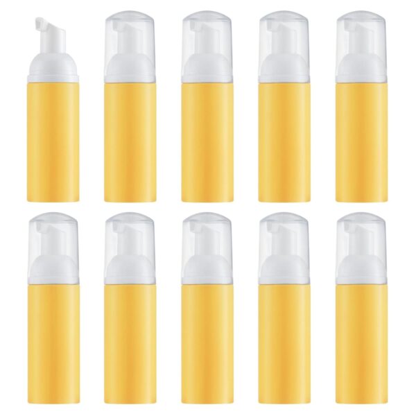Tekson 10PCS Soap Foam Bottle (2 oz), Empty Travel Foaming Lash Shampoo for Cleanser, Dispenser (Yellow Pump)