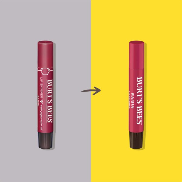 Burt's Bees Shimmer Lip Tint Set, Tinted Lip Balm Stick, Moisturizing for All Day Hydration with Natural Origin Glowy Pigmented Finish & Buildable Color, Raisin (1-Pack)