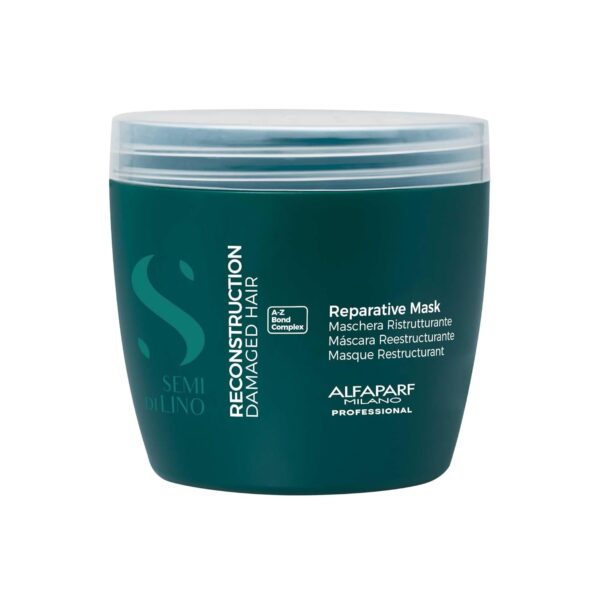 Alfaparf Milano Semi di Lino Reconstruction Reparative Mask - Color Safe Deep Conditioning Hair Mask - Damaged Hair Repair - For Medium to Thick Hair - Vegan Formula (16.9 oz)