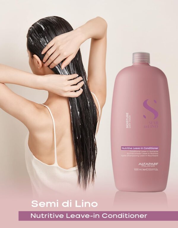 Alfaparf Milano Semi Di Lino Moisture Nutritive Leave-in Sulfate Free Conditioner for Dry Hair - Professional Salon Quality - SLS, Paraben and Paraffin Free - Safe on Color Treated Hair