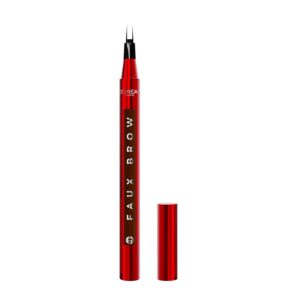 L'Oreal Paris Faux Brow, Hair-Like, Filling Eyebrow Pen with Double-Brush Tip, Fast & Precise Eyebrow Makeup, Brunette, 0.04 Fl Oz