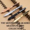 Monteverde USA Quadro 4-in-1 Multifunction Pen - Black Finish - Three Ballpoint Colors & Mechanical Pencil - Durable Brass Barrel with Knurled Grip - Portable & Refillable