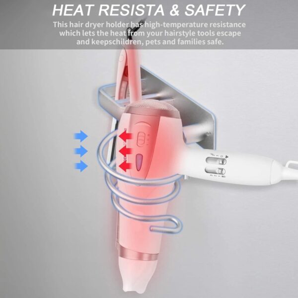 Hair Dryer Holders, Hair Dryer Holder, Spiral Shelf Tool Organizer Wall Mount, Space-Saving Aluminum Alloy Blow Stand for Dressing Table Bathroom