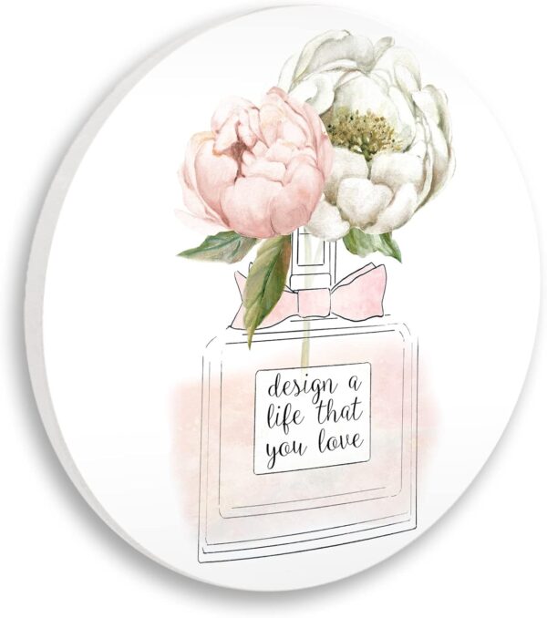 Stupell Industries Design Life You Love Sentiment Pink Floral Perfume Circular Wall Plaque, 12" Diameter