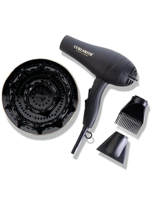 CURLSMITH Defrizzion Hair Dryer, for Curly Hair, with Extra Large 8" Diffuser for Fast Drying, 2 Speeds, 3 Heat Settings, Sustained Cool Setting with Minimal Heat Impact
