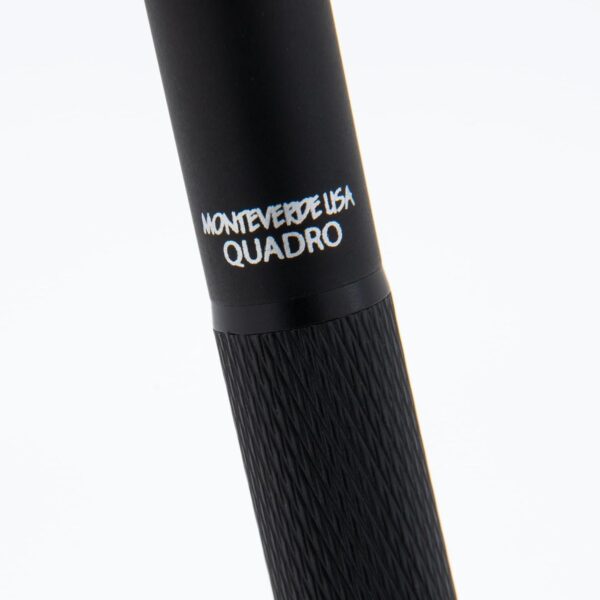 Monteverde USA Quadro 4-in-1 Multifunction Pen - Black Finish - Three Ballpoint Colors & Mechanical Pencil - Durable Brass Barrel with Knurled Grip - Portable & Refillable