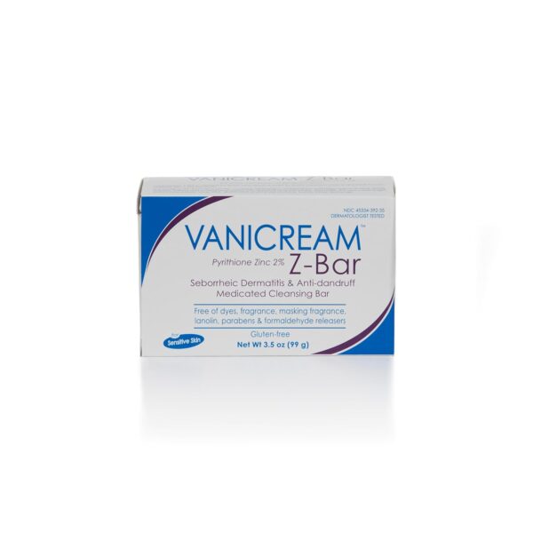 Vanicream Z-Bar, Seborrheic Dermatitis & Anti-dandruff Medicated Cleansing Bar, 2% Pyrithione Zinc Z-Bar Helps Relieve Itching, Redness and Flaking, 3.5 OZ
