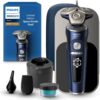 Philips Norelco Shaver Series 9000 Prestige, Wet and Dry Electric Shaver, System, SenseIQ Technology, Precision Trimmer, Nose Trimmer, Qi Charging Pad, Cleaning Pod, Adriatic Blue, SP9886/89