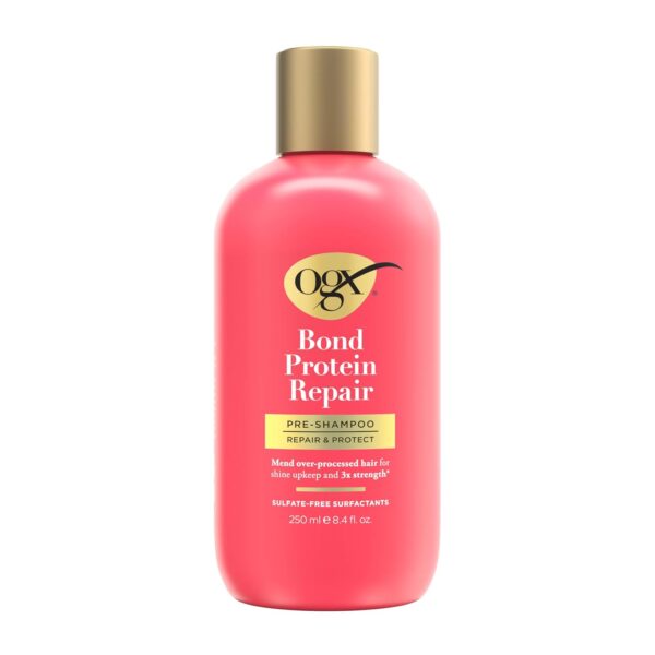 OGX Repair & Protect Bond Protein Repair Pre-Shampoo, Pre-Shampoo Treatment, Formulated without Para-bens, Sulfate-Free Surfactants, 8.4 fl. oz