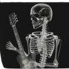 Linen Makeup Bag For Women, Waterproof Travel Cosmetic Organizer Lightweight Zipper Travel Toiletry Bag Organizer Abstract X-Ray Skull Skeleton Playing Guitar Makeup Brushes Storage Bag