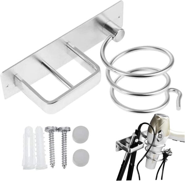 Hair Dryer Holders, Hair Dryer Holder, Spiral Shelf Tool Organizer Wall Mount, Space-Saving Aluminum Alloy Blow Stand for Dressing Table Bathroom