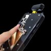 Compatible with iPhone 15 Perfume Bottle Case Luxury Bling Diamond Rhinestone Cute for Women Girls Elegant Glitter Shiny Crystal Crown Love Gem Flower with Crossbody Strap Case Black
