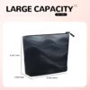 Linen Makeup Bag For Women, Waterproof Travel Cosmetic Organizer Lightweight Zipper Travel Toiletry Bag Organizer Deep Black Waves Makeup Brushes Storage Bag