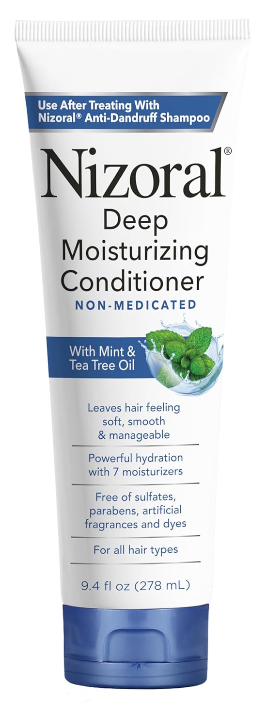 Nizoral Deep Moisturizing Conditioner with Mint & Tea Tree Oil for All Hair Types - Free of Sulfates, Parabens, Artificial Fragrances and Dyes, 9.4 oz