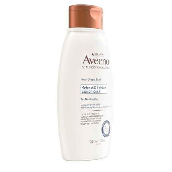 Aveeno, Fresh Greens Blend Sulfate-Free Conditioner with Rosemary, Peppermint & Cucumber to Thicken & Nourish, Clarifying & Volumizing for Thin or Fine Hair, Paraben-Free, 12oz