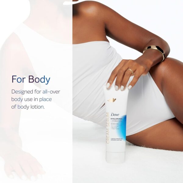 Dove Body Cream Serum Hyaluronic + Hydration for Extra Dry, Flaky Skin, with Pro-Ceramides, Niacinamide and Collagen Peptides Lotion, 8 oz