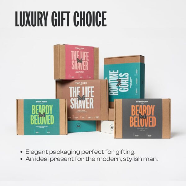 Men Rock Beardy Beloved Soothing Essential Beard Kit - Oak Moss - Beard Oil, Balm and Wash - Mens Face Care - Skincare Products for Men - 3 Pc