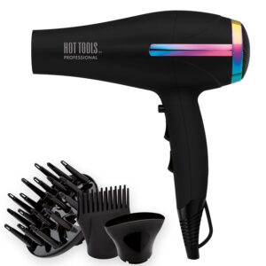 HOT TOOLS Professional Ceramic Rainbow Hair Dryer - Fast Drying Blow Dryer with Quiet Operation and Ion Technology for Long-Lasting and Shinier Hair - 1875 Watts