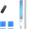 35 INCH Evaporative Air Cooler, 3-IN-1 Quiet Portable Air Conditioners with 3 Speed, 50W Energy Saving Oscillating Cooling Fan, 7H Smart Timer, Remote, Windowless Air Conditioner White