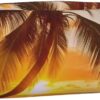 Tropical Beach Palm Tree Sunset Pencil Pouch Large Capacity Pencil Case Leather Cosmetic Bag Office Desk Organizer Coin Pouch Portable Zipper Toiletry Bag for Travel Outdoor