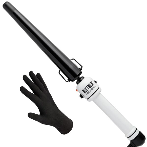 HOT TOOLS Professional Nano Ceramic Extra Long Tapered Curling Iron for Shiny Curls, 3/4 to 1 1/4 Inches