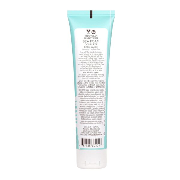 Pacifica Beauty Complete Face Wash, Gentle Daily Facial Cleanser for All Skin Types, Removes Makeup, Oil & Dirt, Sea Foam, 5 oz, 2 Pack