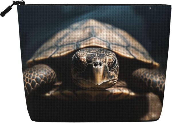 Linen Makeup Bag For Women, Waterproof Travel Cosmetic Organizer Lightweight Zipper Travel Toiletry Bag Organizer Animal Tortoise Makeup Brushes Storage Bag