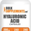 BulkSupplements.com Hyaluronic Acid Capsules - Hyaluronic Acid Supplements, Hyaluronic Acid 200mg - Pure & Gluten Free, 1 Capsule per Serving, 240 Count (Pack of 1)