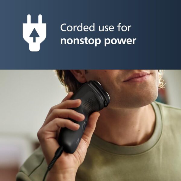 Philips Norelco Shaver 1100 Series, Dry Electric Shaver, 27 Self-Sharpening ComfortCut Blades, 4D Floating Heads, P-Cap, Deep Black, Model S1016/90