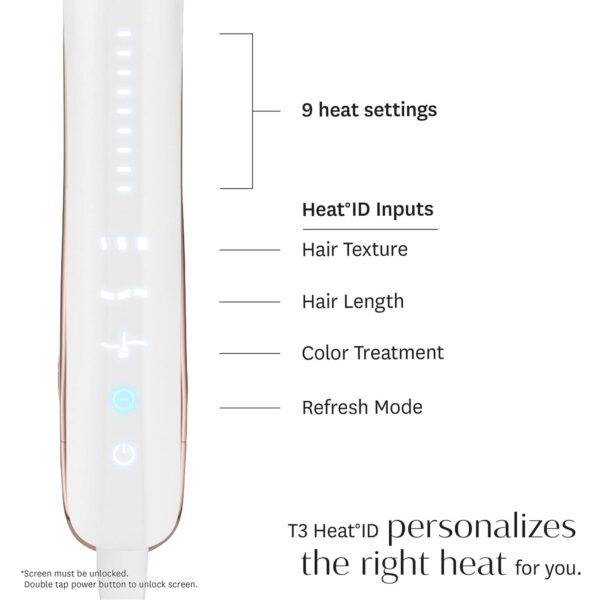T3 Smooth ID 1” Flat Iron with Touch Interface - Digital Ceramic Flat Iron with Interactive HeatID Technology for Automatic Heat Setting Personalization