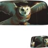 Flying Owl Pencil Pouch Large Capacity Pencil Case Leather Cosmetic Bag Office Desk Organizer Coin Pouch Portable Zipper Toiletry Bag for Travel Outdoor