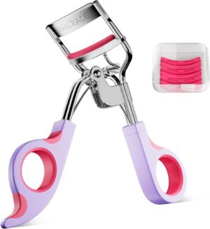 Eye Lash Curler with 6 Replacement Pads, Whalrace Eyelash Curlers Superior Curling Effect, Beautiful and Easy to Identify-Silver Purple Red