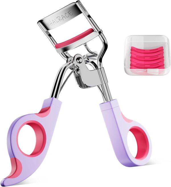 Eye Lash Curler with 6 Replacement Pads, Whalrace Eyelash Curlers Superior Curling Effect, Beautiful and Easy to Identify-Silver Purple Red