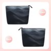 Linen Makeup Bag For Women, Waterproof Travel Cosmetic Organizer Lightweight Zipper Travel Toiletry Bag Organizer Deep Black Waves Makeup Brushes Storage Bag