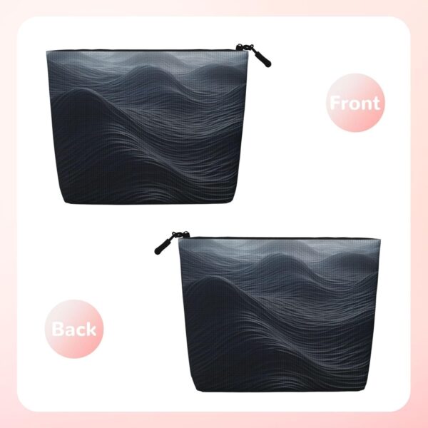 Linen Makeup Bag For Women, Waterproof Travel Cosmetic Organizer Lightweight Zipper Travel Toiletry Bag Organizer Deep Black Waves Makeup Brushes Storage Bag