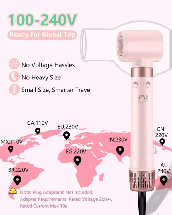 Dual Voltage Hair Dryer Brush - 5 in 1 Hot Air Wrap Styler with High-Speed Blow Dryer, Volumizing, Straightening & Drying with Negative Ion Anti-frizz for 110V-120V/220V-240V Europe and Travel Case