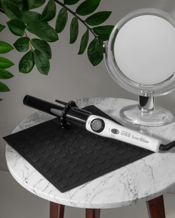 KISS Instawave Deluxe Automatic Rotating Curling Iron, Ceramic Ionic Technology, Tangle Prevention, 2-Way Rotation, Dual Heat Settings up to 420°F, 1” Curling Wand, 2-Year Warranty - Black & White