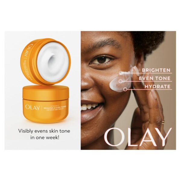 Olay Vitamin C Face Moisturizer, Bright & Even Lightweight Cream for Women - Brightens, Hyrdates, Evens Tone & Texture, Glowing Skin Care - Recyclable Sustainable Eco Jar, Non-Greasy, 2 Oz