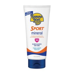 Banana Boat Sport Mineral Sunscreen SPF 50 Lotion, 5oz | Zinc Oxide Sunscreen Lotion, SPF 50 Sunblock, 5oz