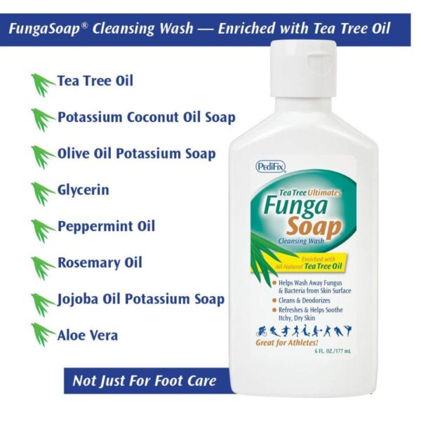 PediFix FungaSoap Tea Tree Cleansing Wash – Antifungal Body Wash & Foot Soap – All-Natural Tea Tree Oil Cleanser for Athlete’s Foot, Ringworm, Jock Itch, Body Odor & Fungus - 6 fl. oz