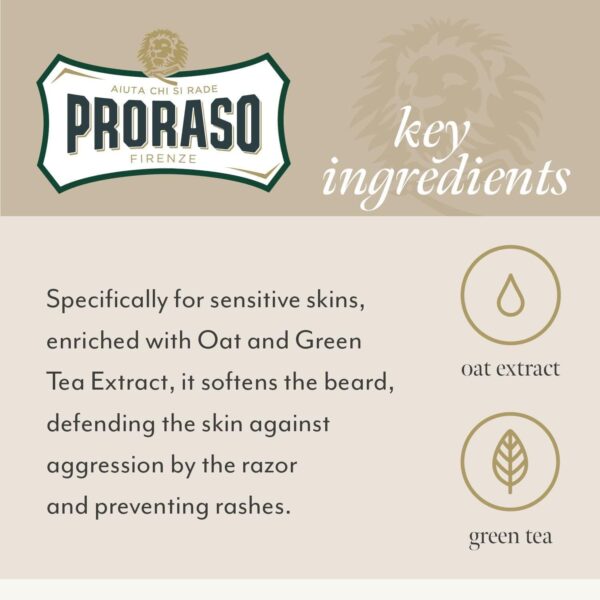 Proraso Pre-Shave Conditioning Cream for Men, Sensitive Skin Formula with Oatmeal and Green Tea, 3.6 Ounce (Pack of 1)